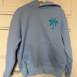 Light Blue Hoodie with Palm Tree Design